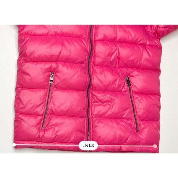 Guess 119RN716 Mens Midweight Hooded Puffer Coat Pink SMALL Winter Zipper Pocket - Picture 10 of 12